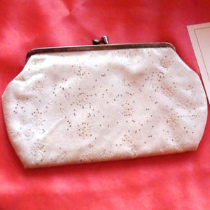 Antique New Old Stock Brocade Sparkle speaks of gold  WHITE Clutch Bridal